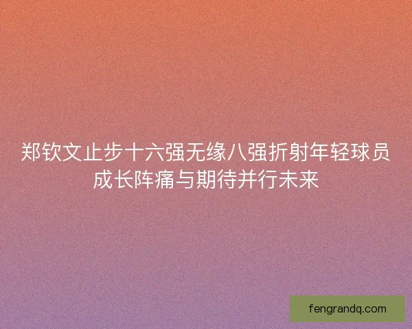 郑钦文止步十六强无缘八强折射年轻球员成长阵痛与期待并行未来